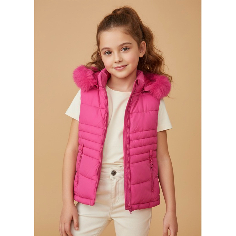 Colete De Inverno Para Meninas Puffer Infantil Juvenil Blogueirinha Luxo Com Capuz Removível