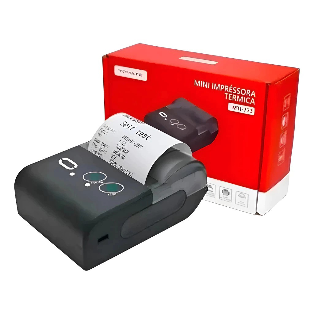 Impressora Térmica Portátil Tomate Conexão Bluetooth + USB | Ideal P/ Delivery e Emissão de Recibos