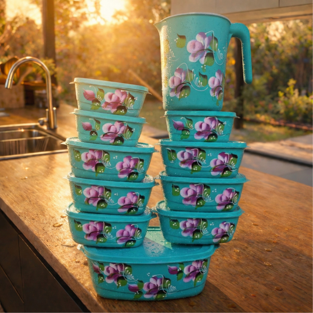 Kit 11 Potes com Jarra Decorada Tigelas, Porta-Condimentos,Mantimentos|Organização de Cozinha- 4 pçs em Oferta na Shopee