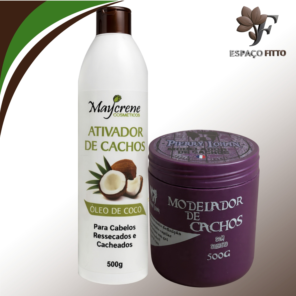 kit ativador de cachos coco maycrene + modelador cachos pierry lohan