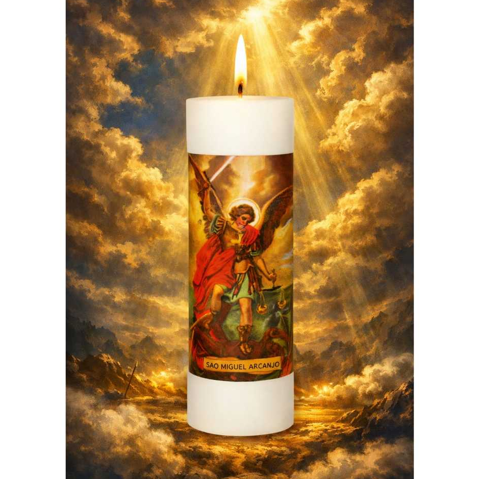 1 Vela Votiva 7 Dias São Miguel Arcanjo 100% Parafina Pura 260g Quaresma Frei Santos Católicos em Oferta na Shopee