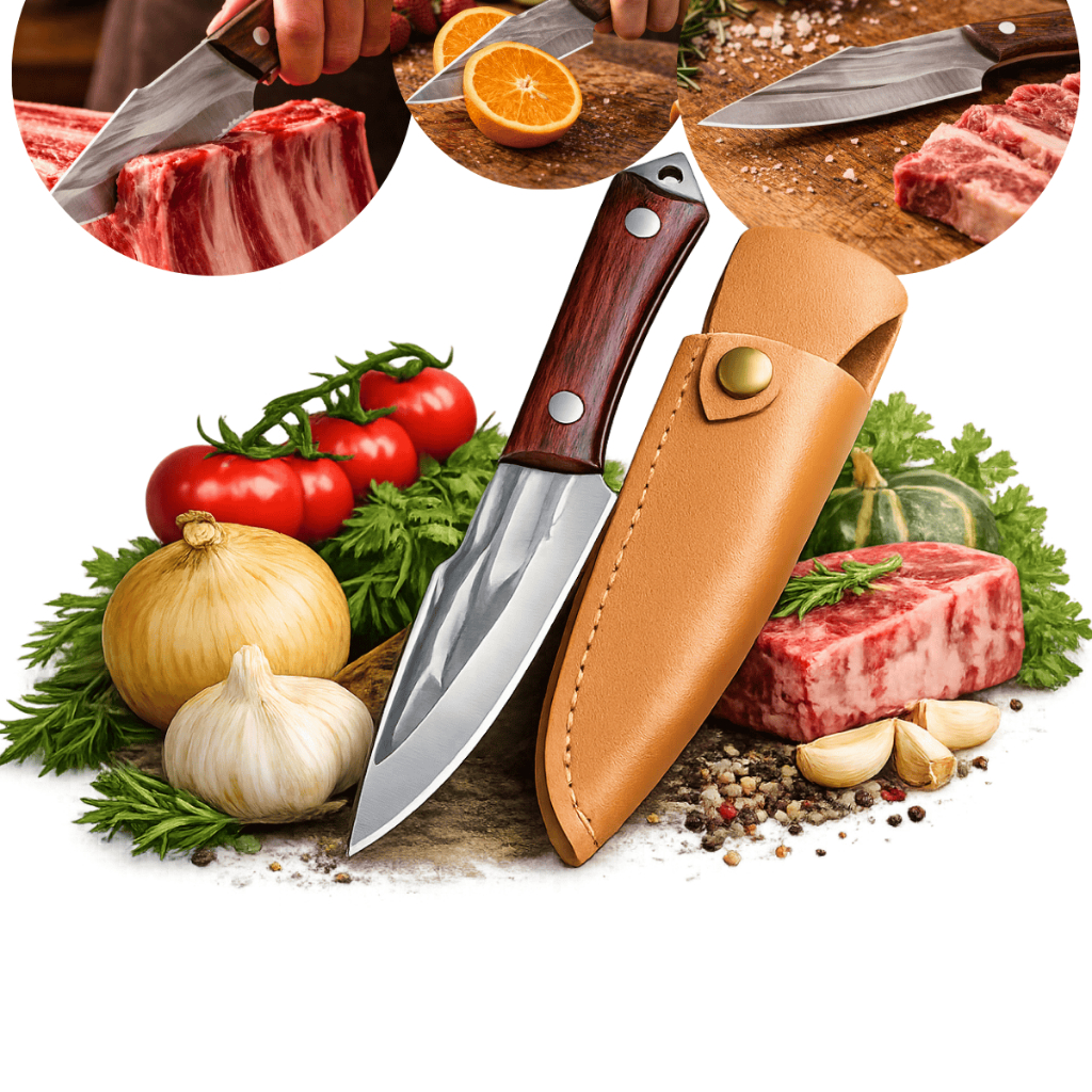 Faca Cutelo Campeira de Aço Inox Com Bainha Desossar Carne Pesca Aventura