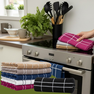 Kit Pano Prato Copa Atoalhado Xadrez 100% Algodão Felpudo Colorido Premium Listrado 3 6 9 Unidade em Oferta na Shopee