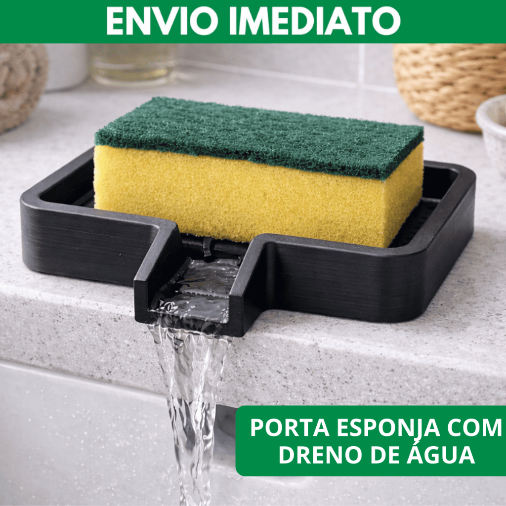 Suporte Porta Esponja com Drenagem para Pia l Organizador de Esponja com Bico Escorredor