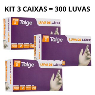 Kit 03 Caixas de Luva Látex Descartável Com Pó tamanho PP P M G 300 Unidades em Oferta na Shopee