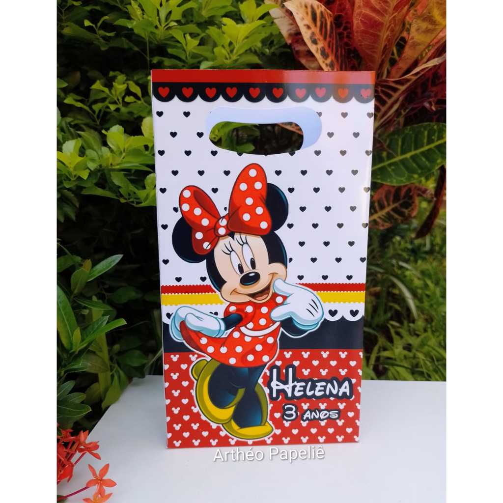 Sacolinha Surpresa M Personalizada Minnie Vermelha corpo inteiro  - PEGUE E MONTE - ANIVERSÁRIO - Lembrancinha Festa