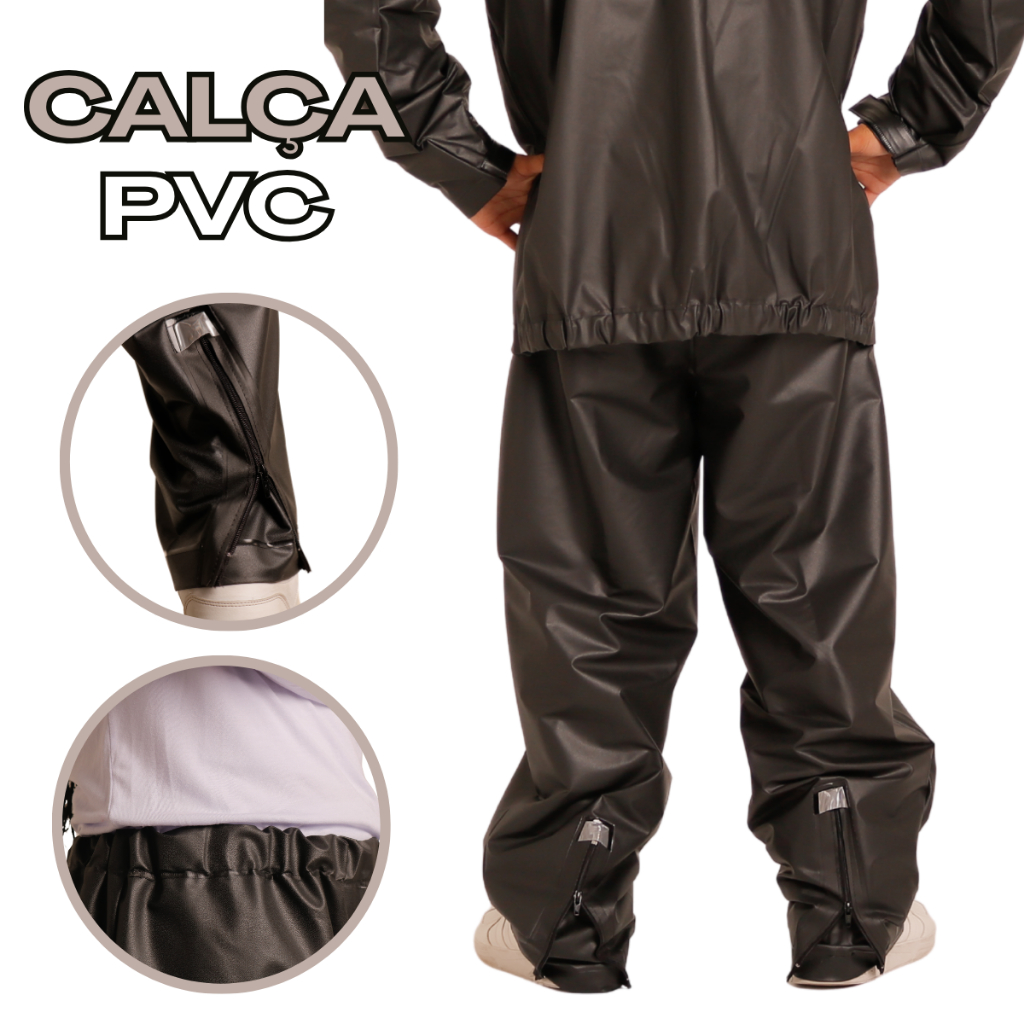 Calça de Chuva Masculina Motoqueiro PVC 100% Impermeável Motoboy Proteção