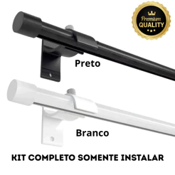 Varão Wave 28mm Alumínio Reforçado Moderno Branco e Preto Todas as Medidas