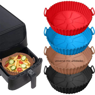 Forma de Silicone 1/2/3 de 19x19 Para Fritadeira e Forno Air Fryer Flexível Com Alça