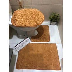 Kit 3 Peças Tapete Jogo de Banheiro Antiderrapante Macarrão Chenille