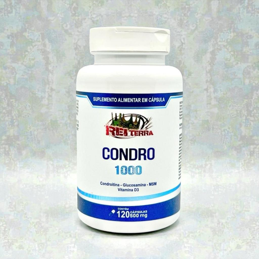 Condro 1000 Condroitina 400mg + Glucosamina 100mg + Vitamina D3 15mcg + Msm 6000mg 120 Cápsulas - Rei Terra