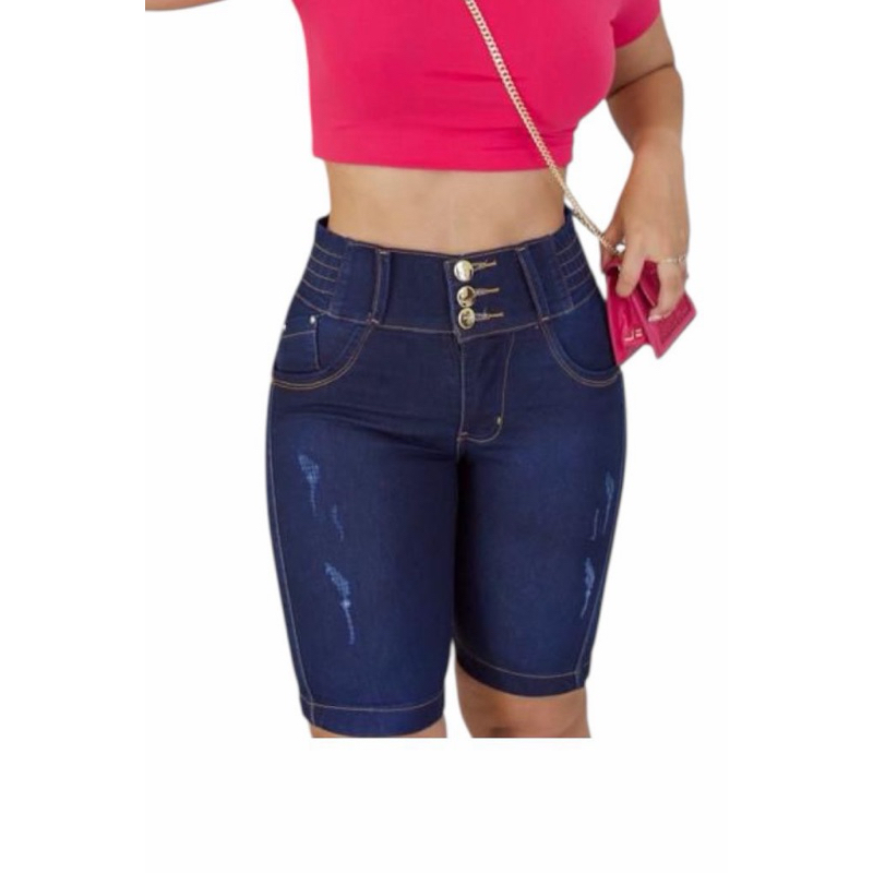 BERMUDA FEMININA COS ALTO COM ELASTANO COS DE ELASTICO