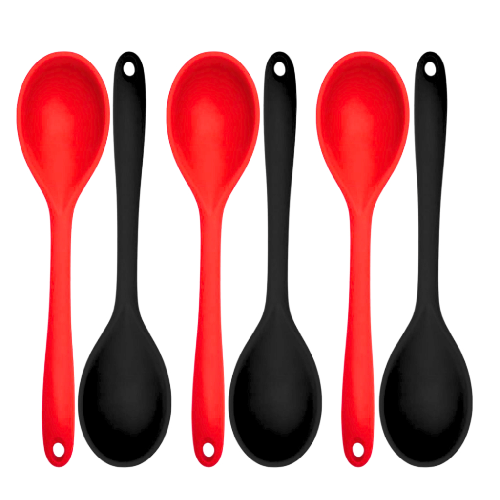 Colher Arroz Em Silicone Maciço Multiuso Para Panela Teflon Ceramico Kit Com 08 Ou 10 Un