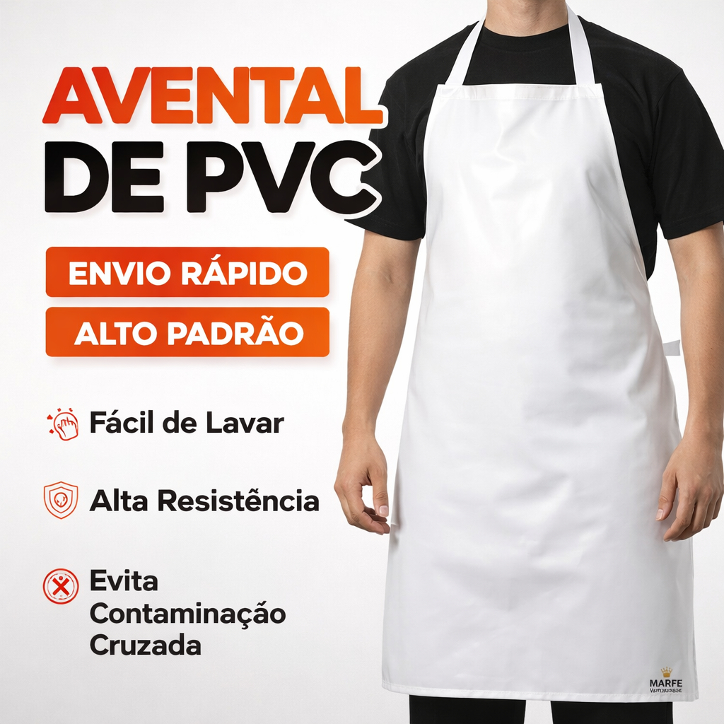 Avental Profissional Impermeável em PVC Ajustável Churrasco Cozinha