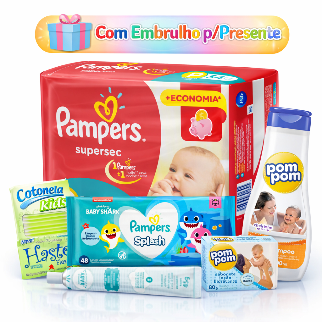 Kit Fraldas Pampers Pacotao Lenço Umedecido Suave Pomada Assadura Presente Chá de Bebe em Oferta na Shopee
