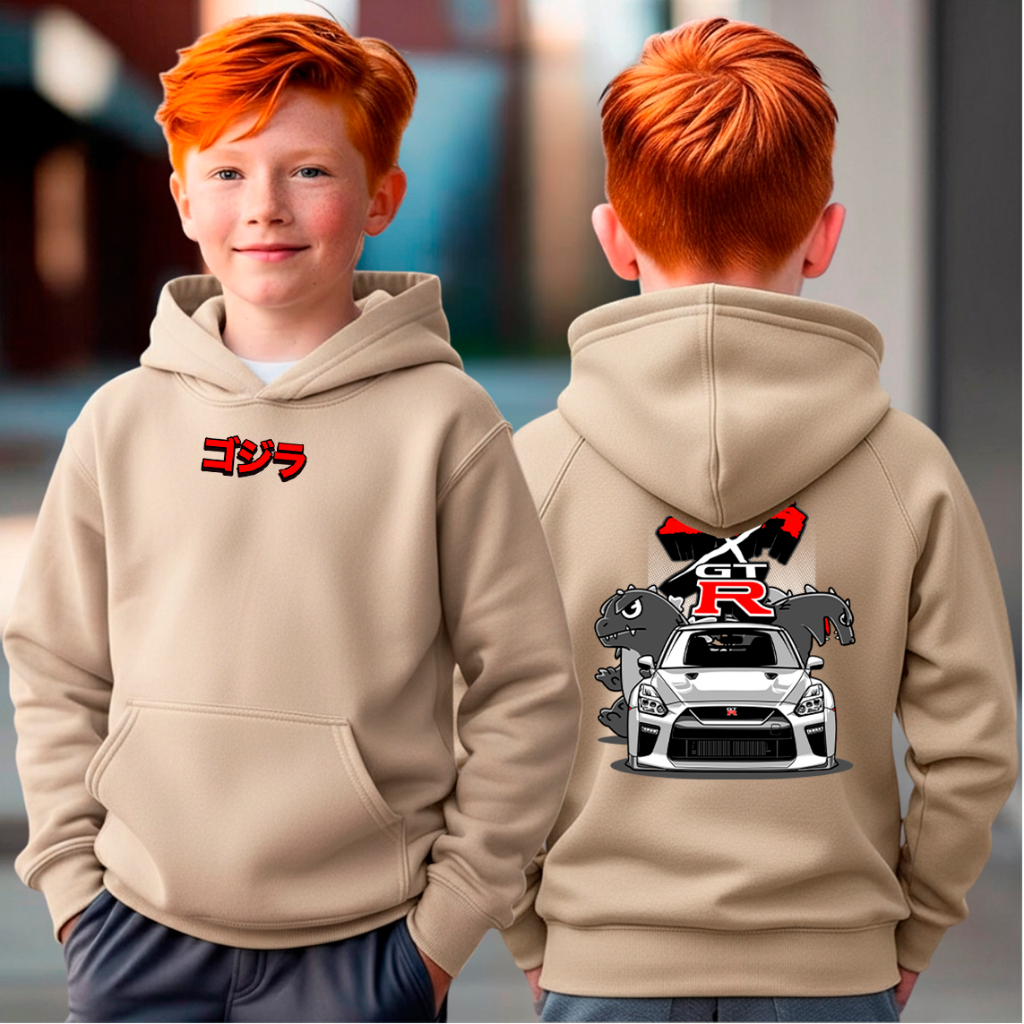 Blusa Moletom Infantil Nissan GTR Godzilla Japão Tokyo