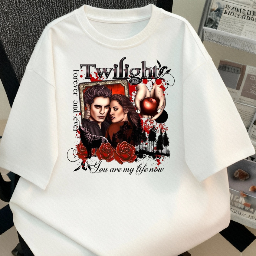 Camiseta blusa unissex crepusculo fãs filme lançamento look de cinema 2026 bella e eduard cullen em Oferta na Shopee