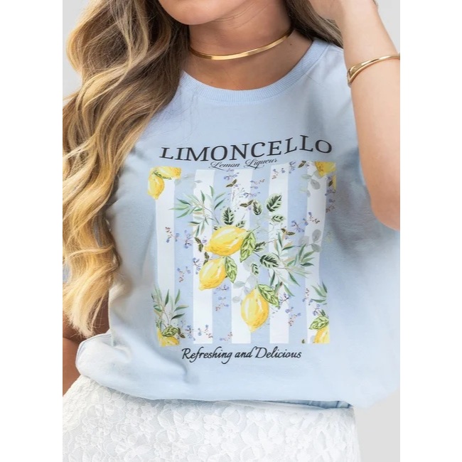 Camiseta Feminina Blusa T Shirt Lemon Limoncello 100% Algodão em Oferta na Shopee