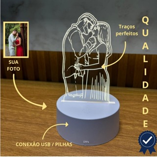 Luminária 3D Personalizada com Sua Foto – Presente Romântico LED Casal, Namorados, Aniversário e Datas Especiais em Oferta na Shopee