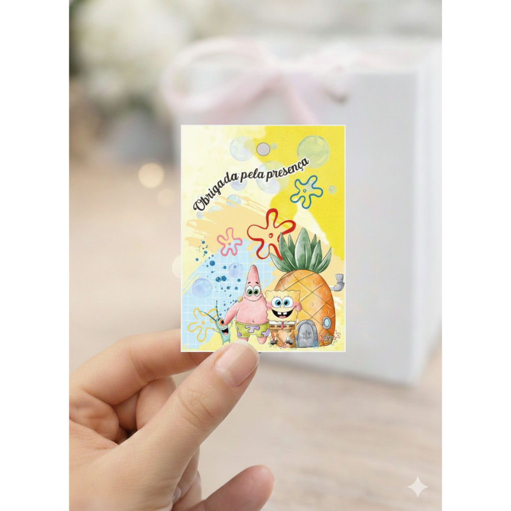 Tag de agradecimento bob esponja /lembrancinha de aniversario/personalizados de festa
