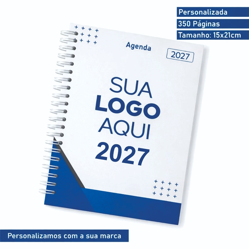 Agenda 2027 Personalizada com sua Arte / Brinde / Empresa / Logomarca / Foto
