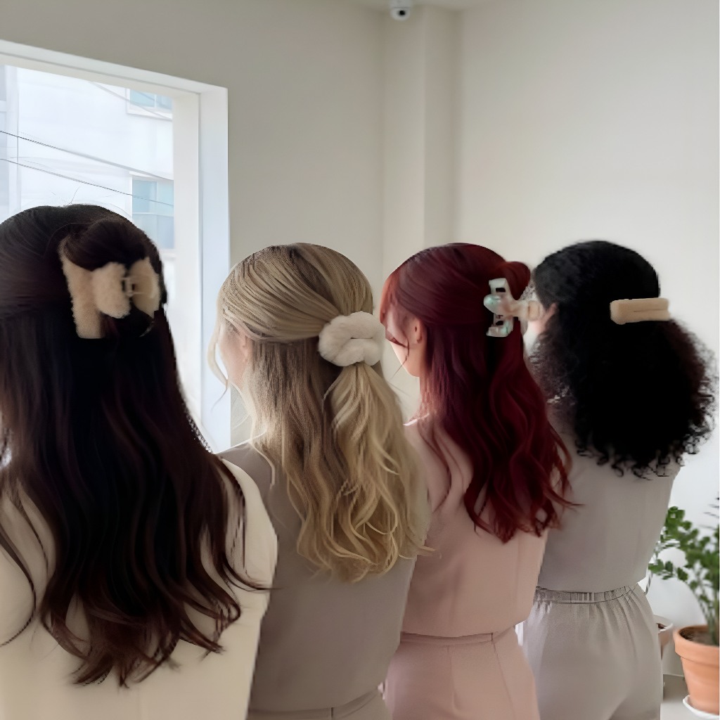 Grampo/Presilha/Piranha De Cabelo Grande com pelugem fofa para cabelo diversos modelos em Oferta na Shopee