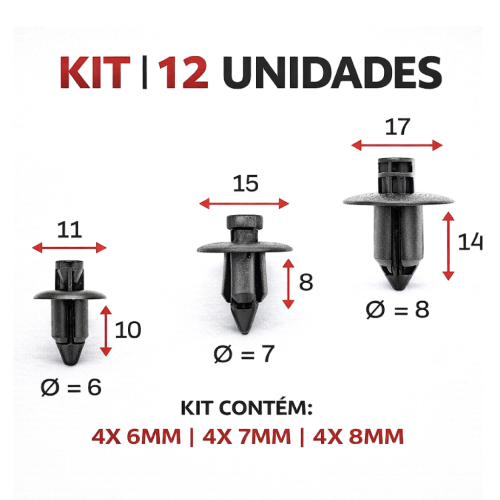 12 Presilha Trava Carenagem 6mm, 7mm, 8mm | YAMAHA NMAX FAZER FZ15 FZ25 R15 R3 XTZ 250 MT 03 07 YZF