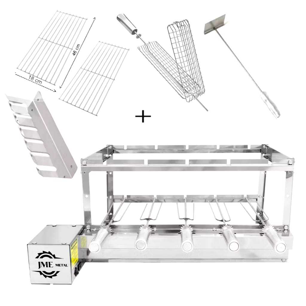 Churrasqueira Grill Giratória JME METAL 5 Espetos Mais Acessórios J5