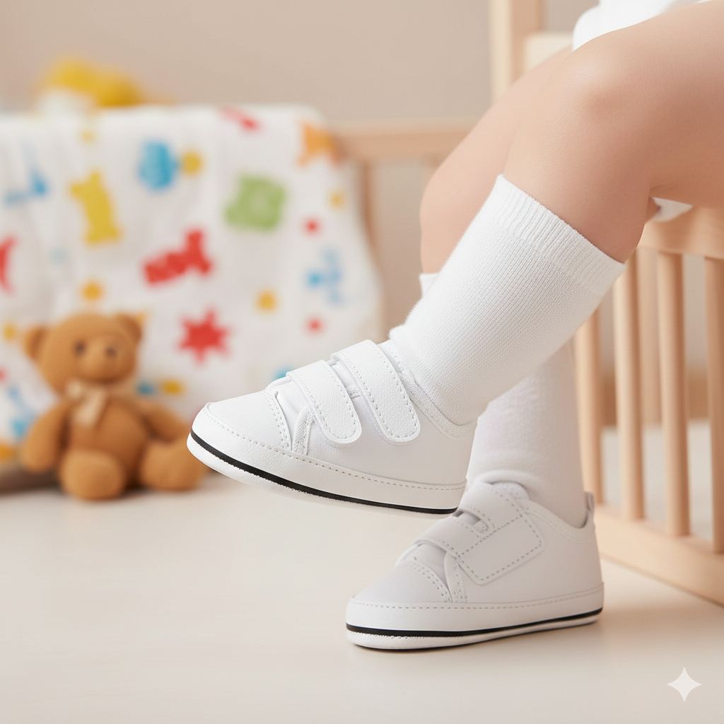 Sapatinho Tênis Duas Pontas Menino E Menina Bebê Mania Direto Da Fabrica 702-03 Branco