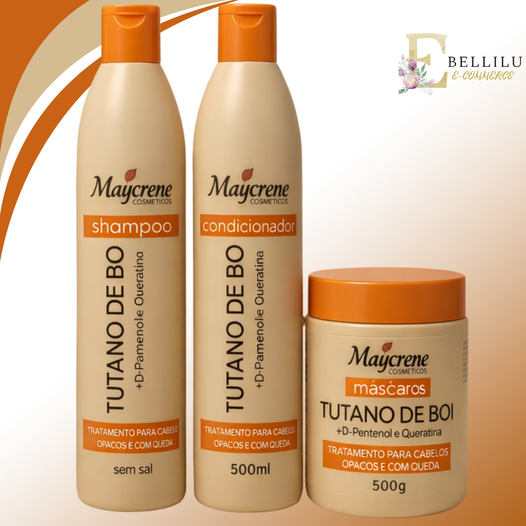 Maycrene - Kit Tutano de Boi + D-Pantenol e Queratina - Blindagem para Cabelos Frascos e com Queda