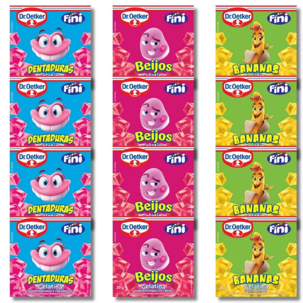 Kit Gelatinas Fini 20g Dr. Oetker | 3, 6 ou 12 Unidades Sobremesa Fácil em Oferta na Shopee