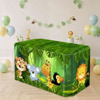 Capa Forro de Mesa Festa Safári Animais Aniversário Sublimado Em Tecido Veste Fácil Decoração Infantil em Oferta na Shopee