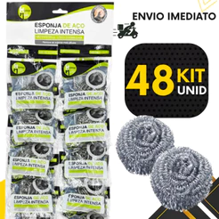 Kits 48, 24 ou 12 un - Esponja De Aço Inox Que Não Enferruja - Limpeza Pesada Churrasqueira Grelha