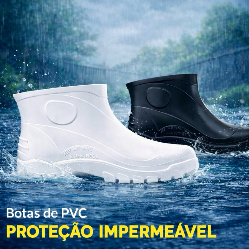 Bota Impermeável Galocha PVC Luxo Forrada Cano Curto Limpeza Doméstica Profissional Pesca Chuva Água em Oferta na Shopee