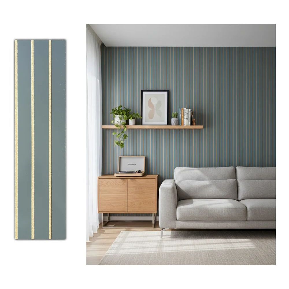 kit Painel Placa Ripado Cinza Luxo em MDF 45x11cm Placa Autocolante Sem Furo
