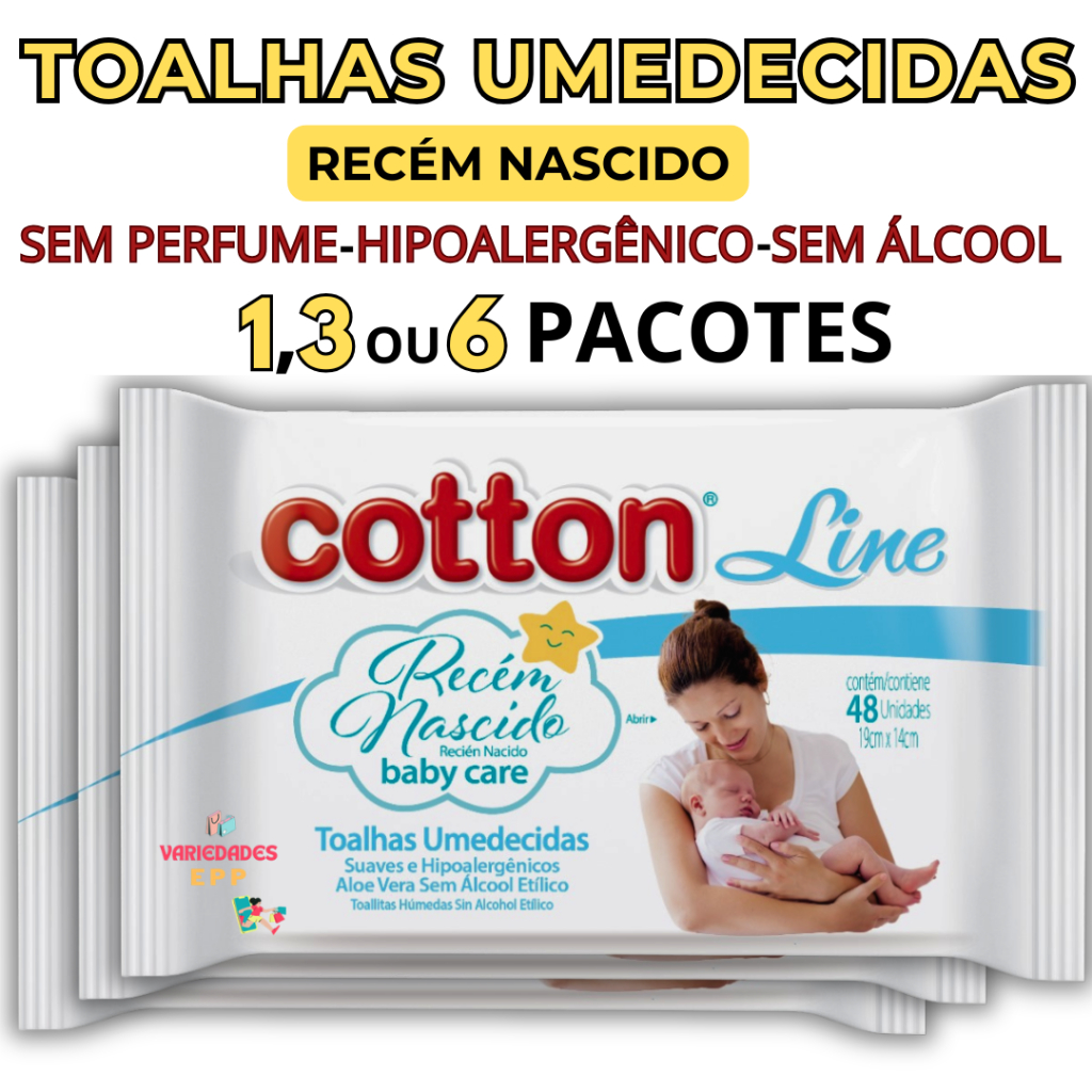 Toalha/Lenço Umedecido Kit Higiene Bebê Recém Nascido Hipoalergênico Sem Perfume Promoção