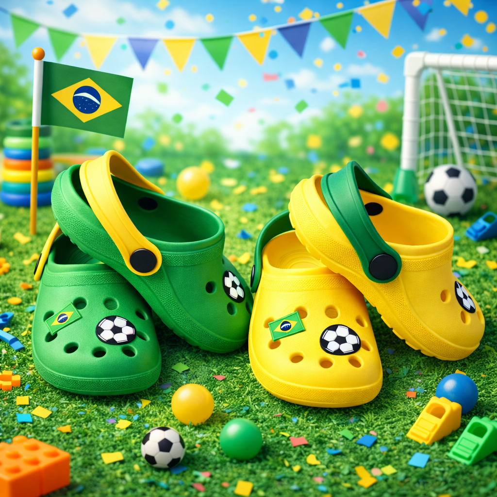 Kit 2 Pares Sandália Chinelo Infantil Copa Do Mundo Futebol Bandeira Brasil Bola Macio Leve Promoção em Oferta na Shopee