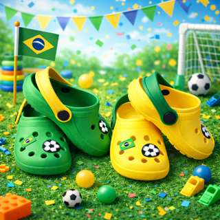 Kit 2 Pares Sandália Chinelo Infantil Copa Do Mundo Futebol Bandeira Brasil Bola Macio Leve Promoção em Oferta na Shopee