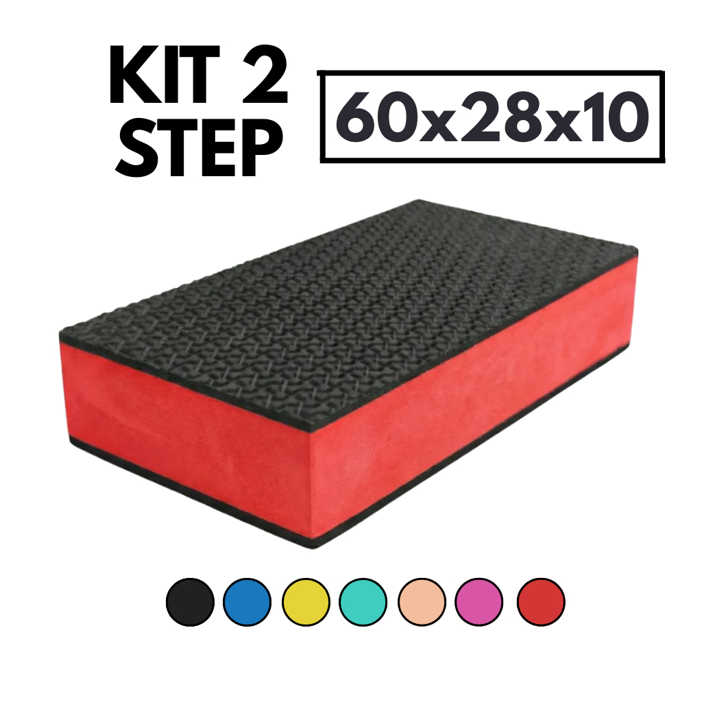 Kit 2 Step Academia 60x28x10 Duplo Fitness Jump Box Circuito HIIT Reabilitação Agachamento Glúteo EVA Resistente Estepe