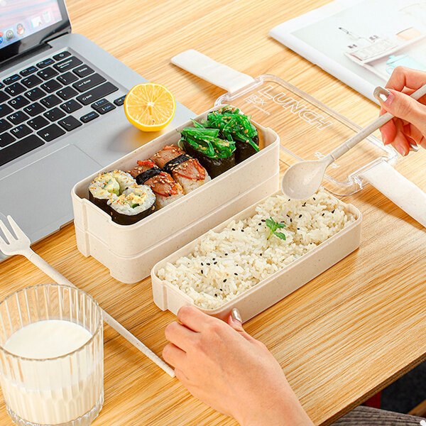 Lancheira Marmita Bento Box Pote Ecológico Fibra Trigo Grande Divisória Freezer Marmiteiro