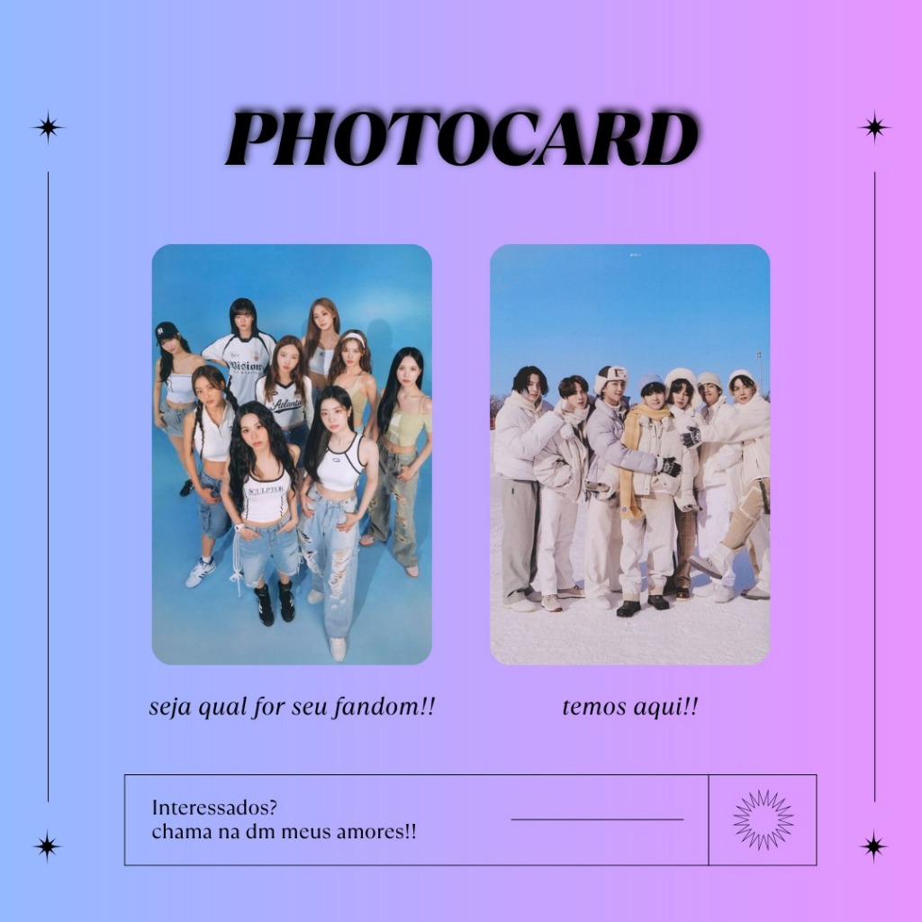 Photocard Escolha seu Fandom do Kpop: BTS STRAY KIDS BLACKPINK TXT, Boy next door, twice, everglow, ateez, NEW JEANS