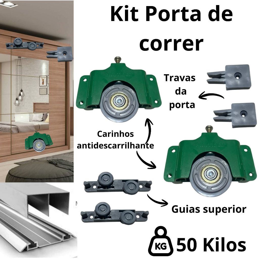 Kit Roldana Rodizio Porta De Correr Guarda Roupa E Armário