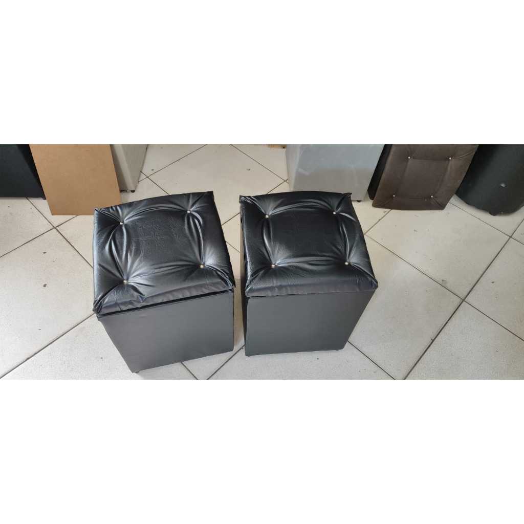 KIT 2- PUF BAU  PRETO CORINO ASSENTO    (ORGANIZADOR)