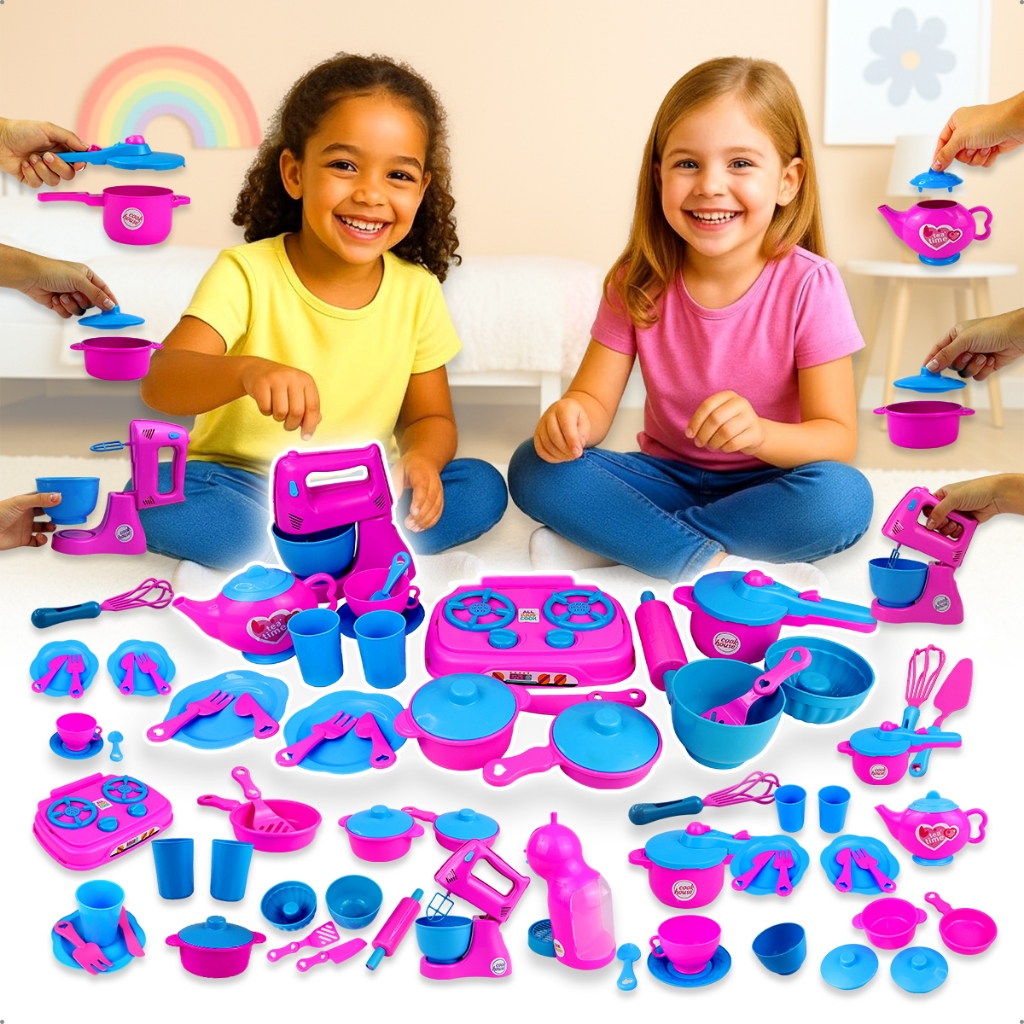 Imagem Kit Brinquedos de Casinha Cozinha Infantil Comidinha Cafeteira Expresso Eletro cozinha completa