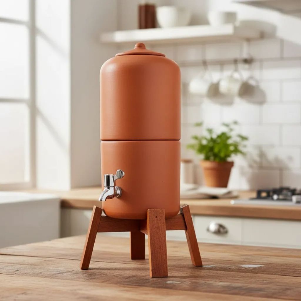 Filtro De Barro Bebedouro Agua Gelada Cozinha Apartamento 6l Purificador Filtrador Bancada Balcão