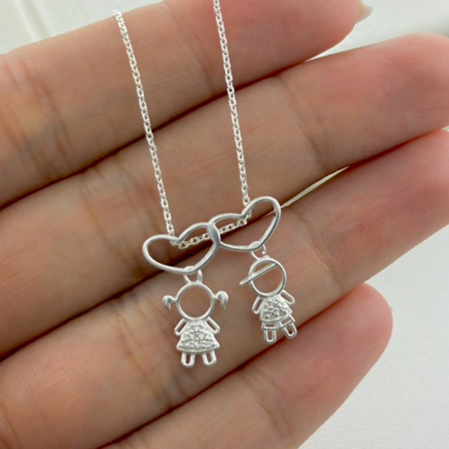 Gargantilha filhos em prata 925 legítima em Oferta na Shopee