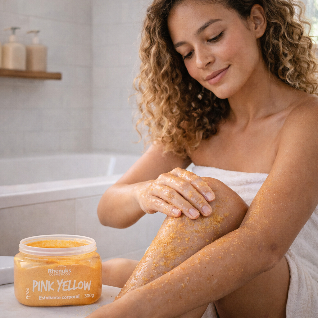 Body Scrub Pink Yellow 300g Esfoliante Corporal Cítrico e Vibrante Rhenuks