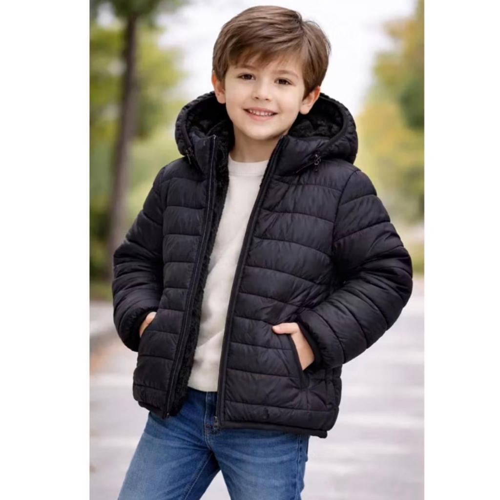 Blusa De Frio Puffer Bobojaco Infantil Unissex Peluciada Com Capuz Removível