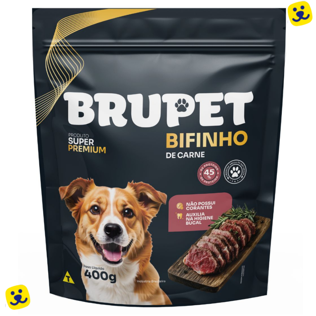 Bifinho Cachorro Sabor Carne Brupet 400g Petisco para Cães Super Premium Sem Corante Proteína 45%