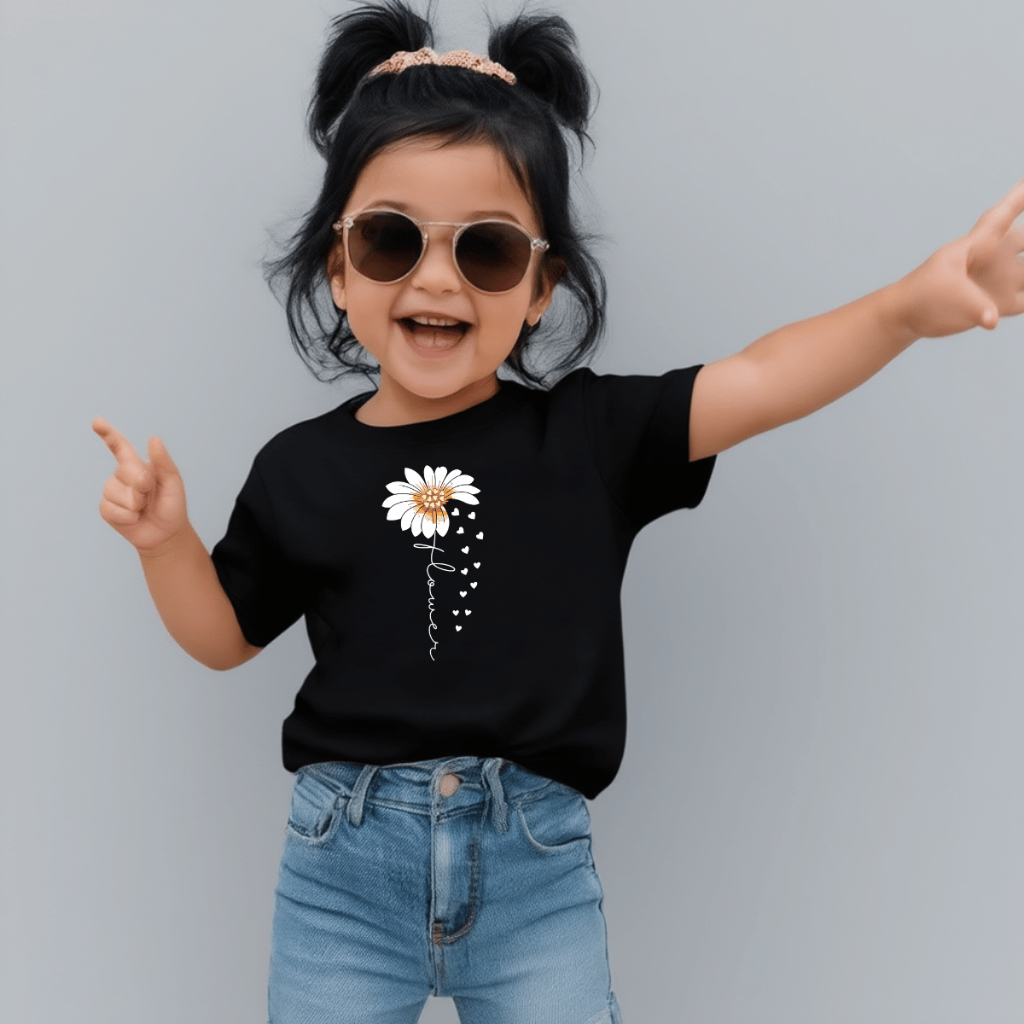 Camiseta Infantil Estampada Criança 100% Básica Manga Curta Unissex Masculina e Feminino Básica Margarida